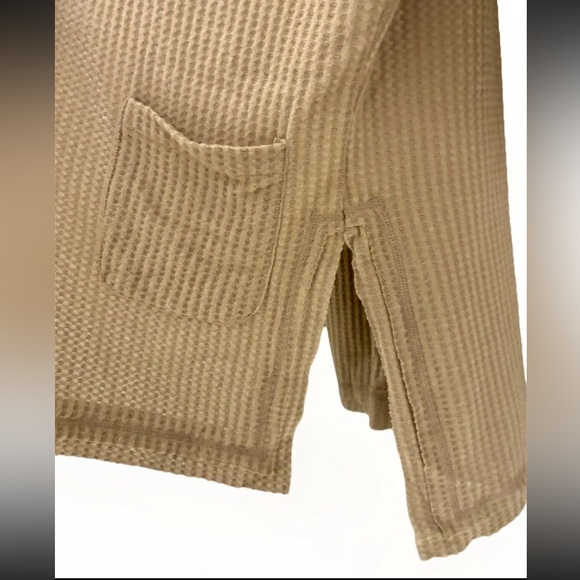 Waffle Knit Open Cardigan – Warm Camel - Picture 3 of 7